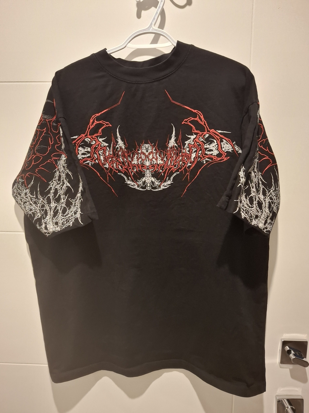 Breathe Divinty Black Short-Sleeve Graphic Tee with Red & White Detail